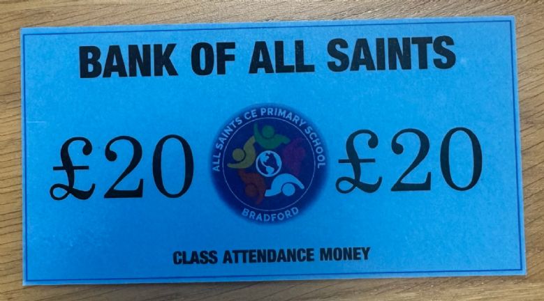 Bank of All Saints blue £20 note.