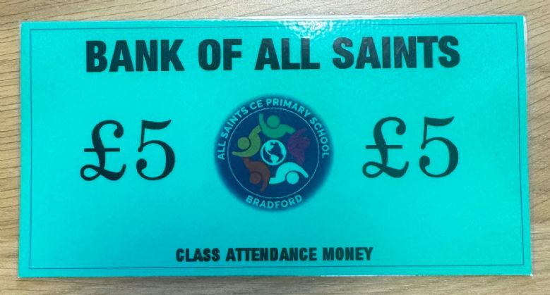 Bank of All Saints green £5 note.